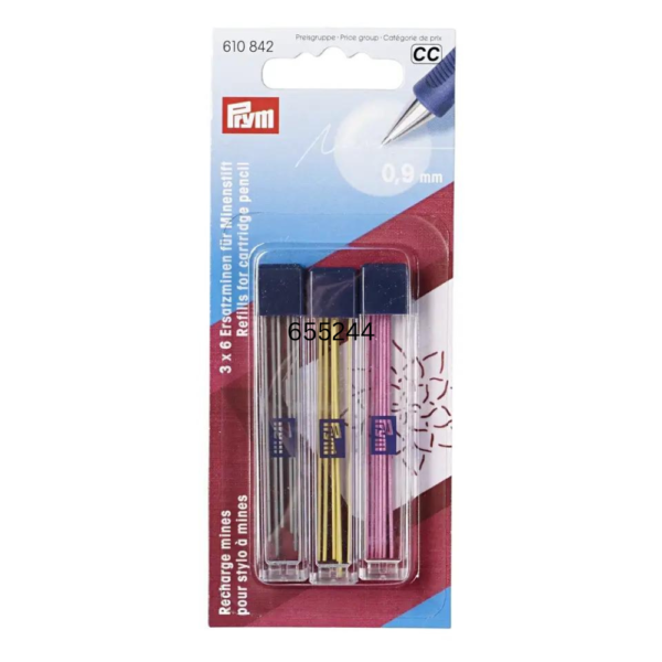 MARKER - PRYM : 610842  REFILLS -For Cartridge Pencil, 0.9mm, assorted colours
