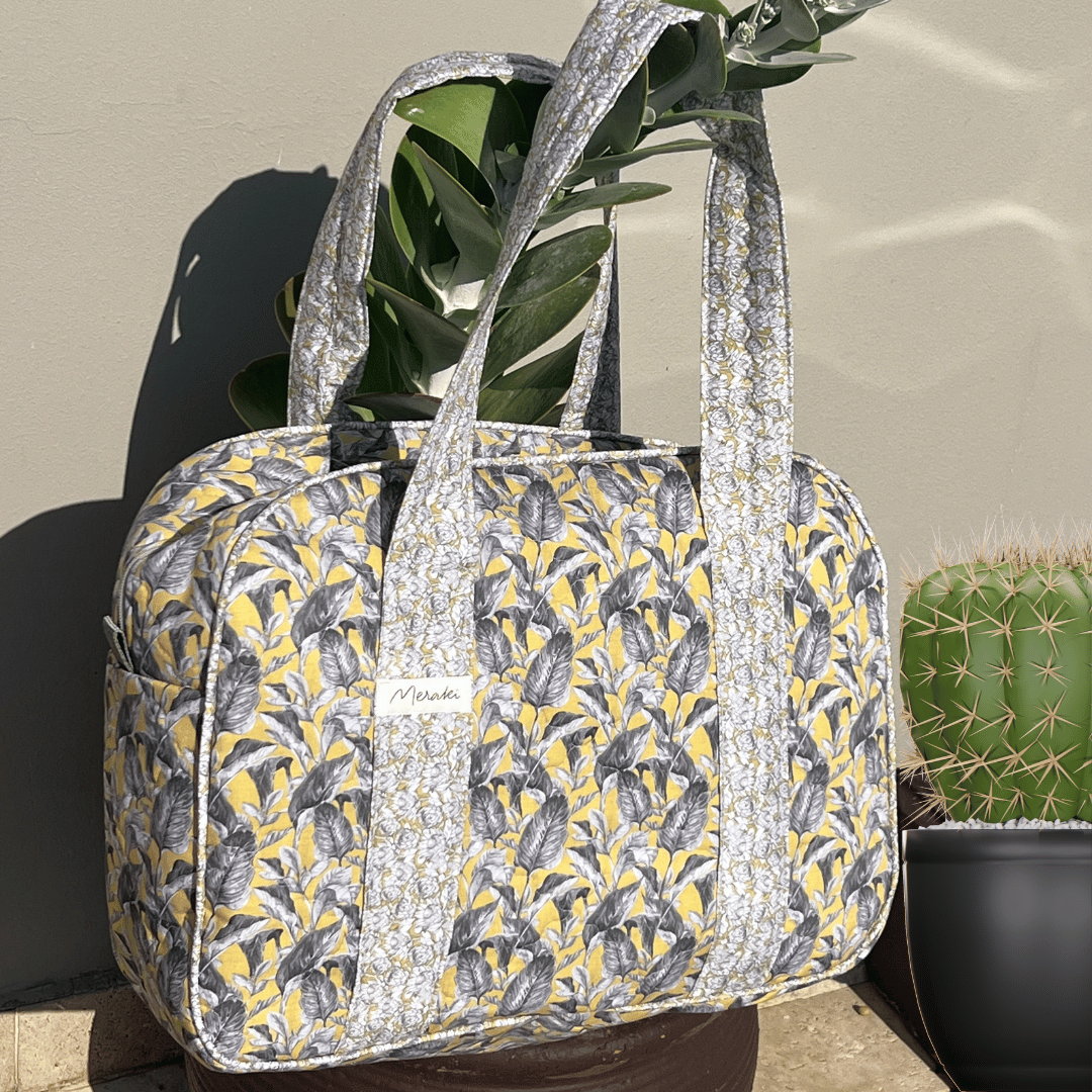 Overnight Bag - Grey Leaves