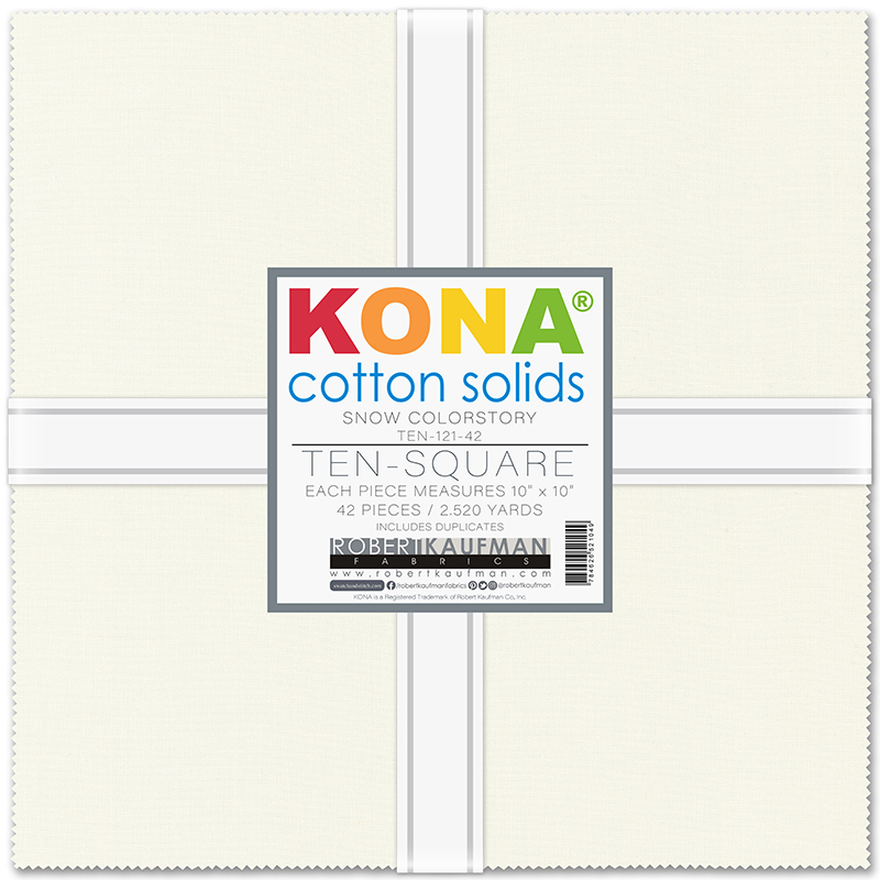 T0810121 TEN-121-42 Ten Squares: Ten Squares: Kona ® Cotton, Snow - Image 1